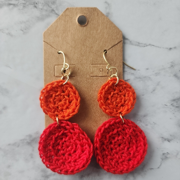 Crochet Two-Tone Handmade Earrings - Picture 1 of 1